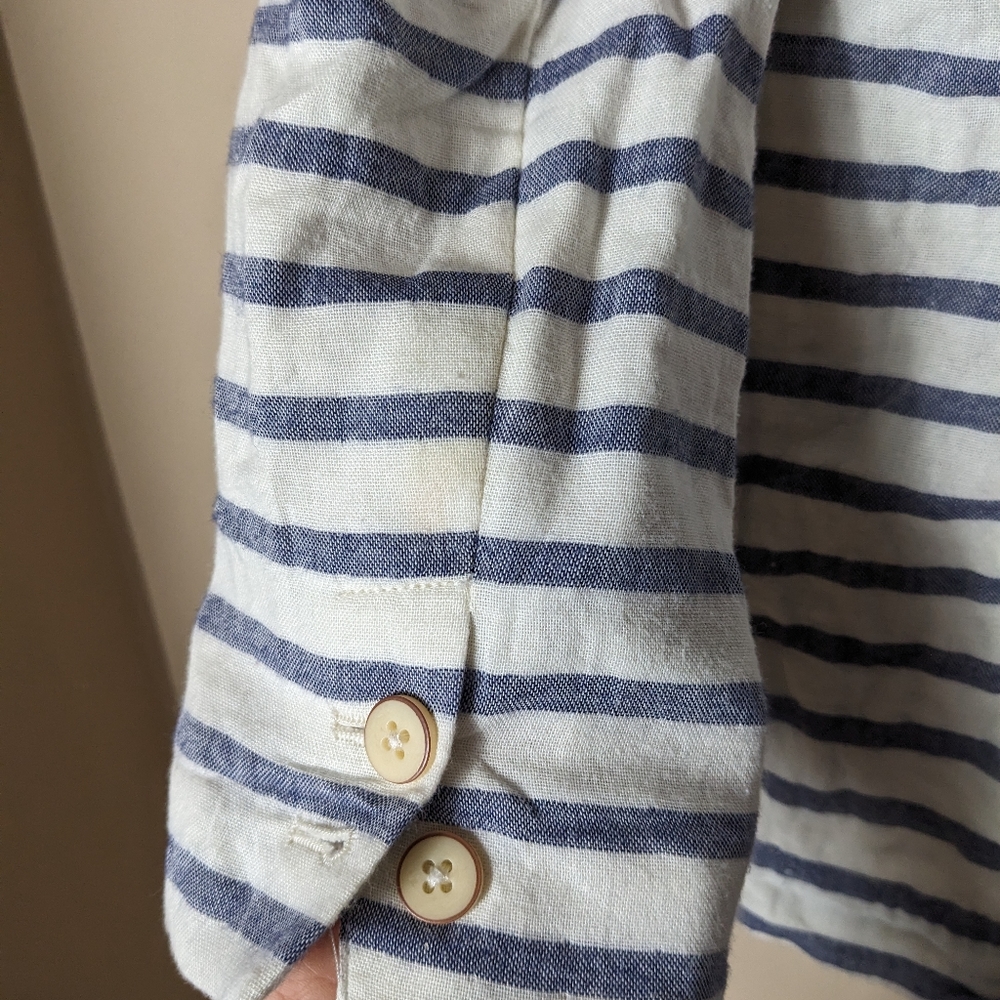 Anthropologie Navy and White Striped Blazer with Polka-Dot Lining - Picture 7 of 7